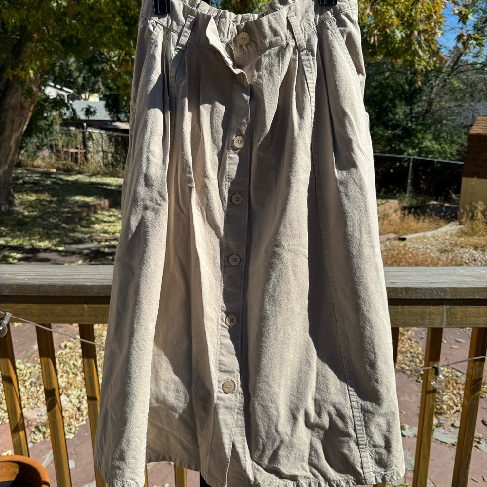 Vintage Khaki button front midi skirt